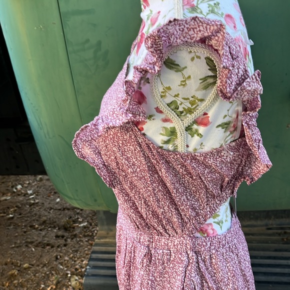 NWT Purple Floral Cottagecore Cut Out Back Midi Dress - Picture 7 of 17